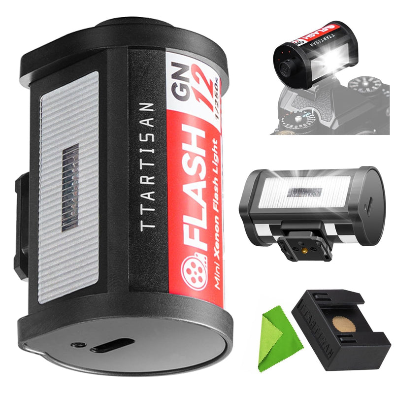 TTARTISAN M01 Mini Speedlite Camera Flash, GN12, 5600K ±200K, Built-in Battery, 4 Power Levels, Hot Shoe Fill Light for Canon, Fuji, Sony, Nikon, Leica, Pentax, Olympus