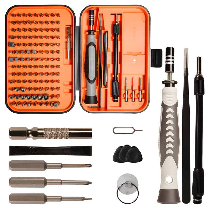 Mini Precision Screwdriver Set Aluminum Handle, Flexible Shaft, Magnetic Electronics Repair Tool Kit for Phones, Laptops, Toys, Tablet, Watches & DIY Projects (130-1) 130-1