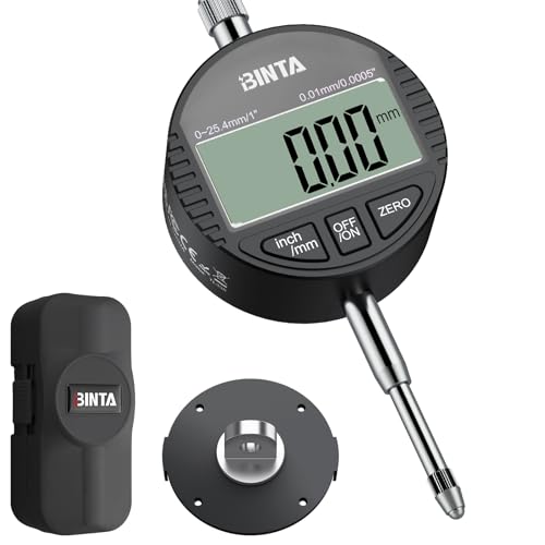 BINTA Digital Dial Indicator 1inch/0.0005inch, Digital Indicator Black 0-1''/0.0005''