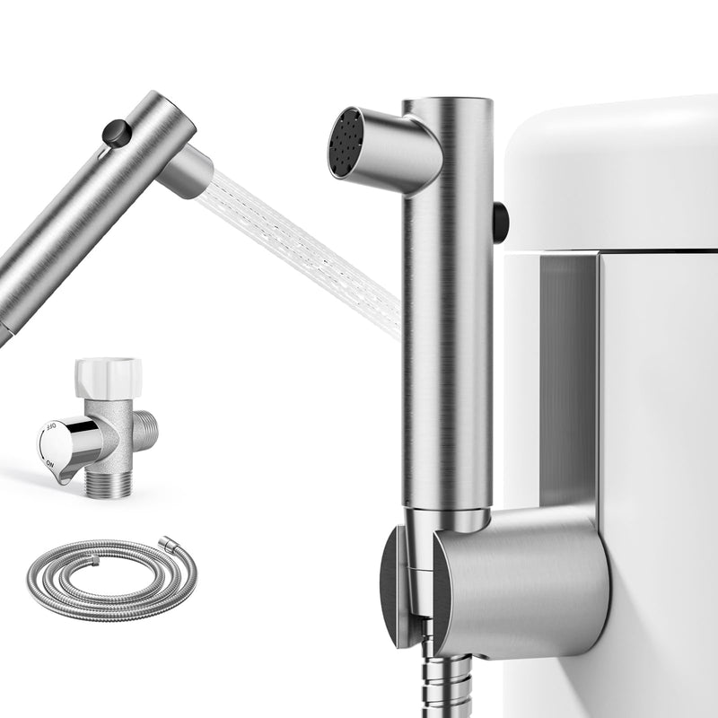 BIGCOW Stainless Steel Handheld Bidet Sprayer for Toilet, Stepless Water Pressure Control, Gentle Toilet Jet Spray with Leak-Proof Bidet Hose, Ideal for Feminine Hygiene, Cloth Diaper, Pet Cleaning