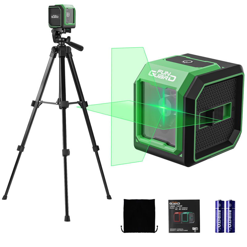 Green Laser Level with Adjustable Tripod Self-leveling& Manual Mode Horizontal and Vertical Lazer Level, 2xAA Batteries for Construction Home Decoration DIY etc. Green With Tripod