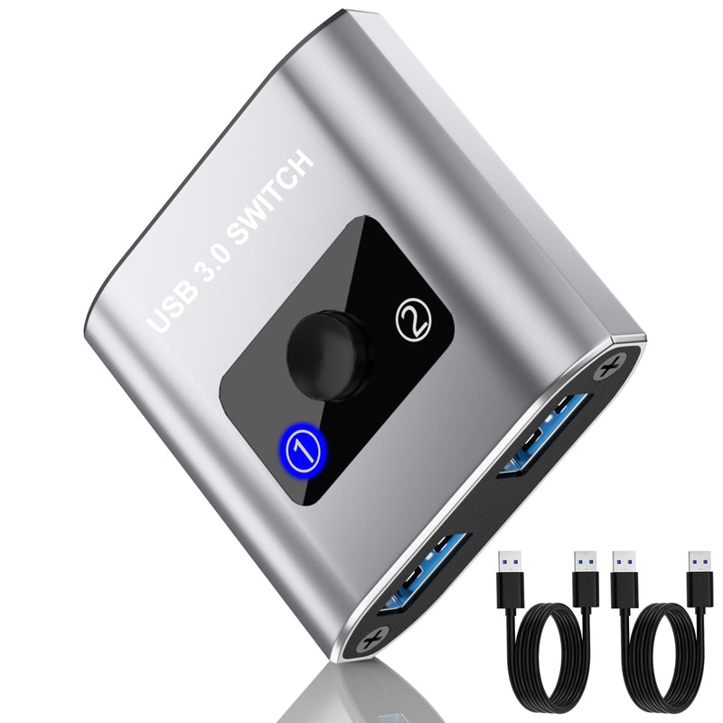 USB 3.0 Switch Selector. Bi-Directional 1 in 2 Out/ 2 in 1 Out, Share USB Devices Between 2 Computers for Printer, Keyboard, Scanner, Mouse. Compatible with Mac/Win/Linux USB Switch With Cable