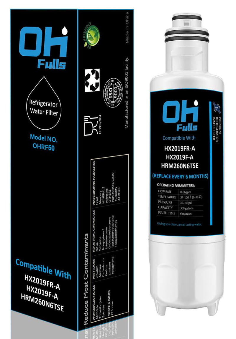 HX2019FR-A HX2019F-A Water Filter Replacement, Compatible with Hisense HRM260N6TSE HRFD560SW HRCD585BW HRFD634BW HRCD650BW HRCD586TBWB Mora MRM260N6TSE, 1-Pack