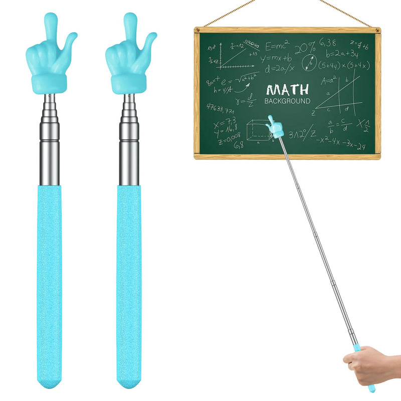 Uniclife 2 Pcs Telescopic Teachers Pointer Mini Retractable Finger Pointer Stick for Classroom Extendable Hand Pointer Classroom Pointer for Elementary School Kindergarten Teacher, up to 22.3" (Blue) Blue