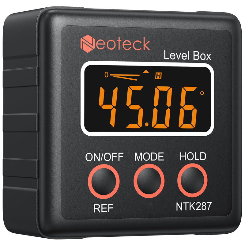 Neoteck Digital Angle Finder Digital Angle Gauge with LCD Backlight Protractor IP54 Waterproof Inclinometer Level Box for Bevel Angle of Miter Saw Automobile Test and Repair and Woodworking - Black