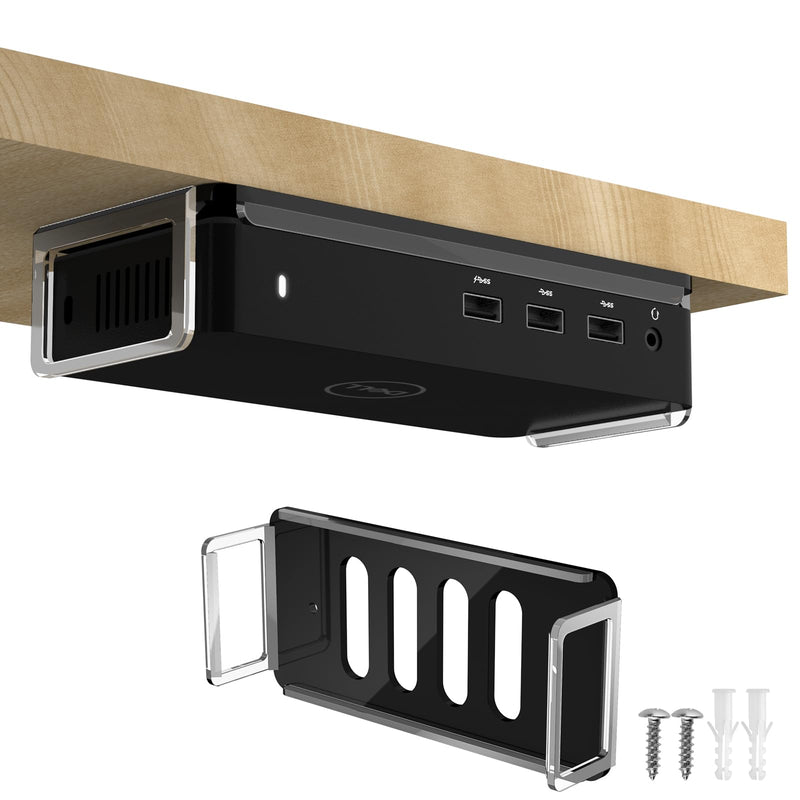 Screw-Mount Docking Station Holder for Dell D3100 Dock- Under Desk & Wall Mount Acrylic Organizer Stand (Black)