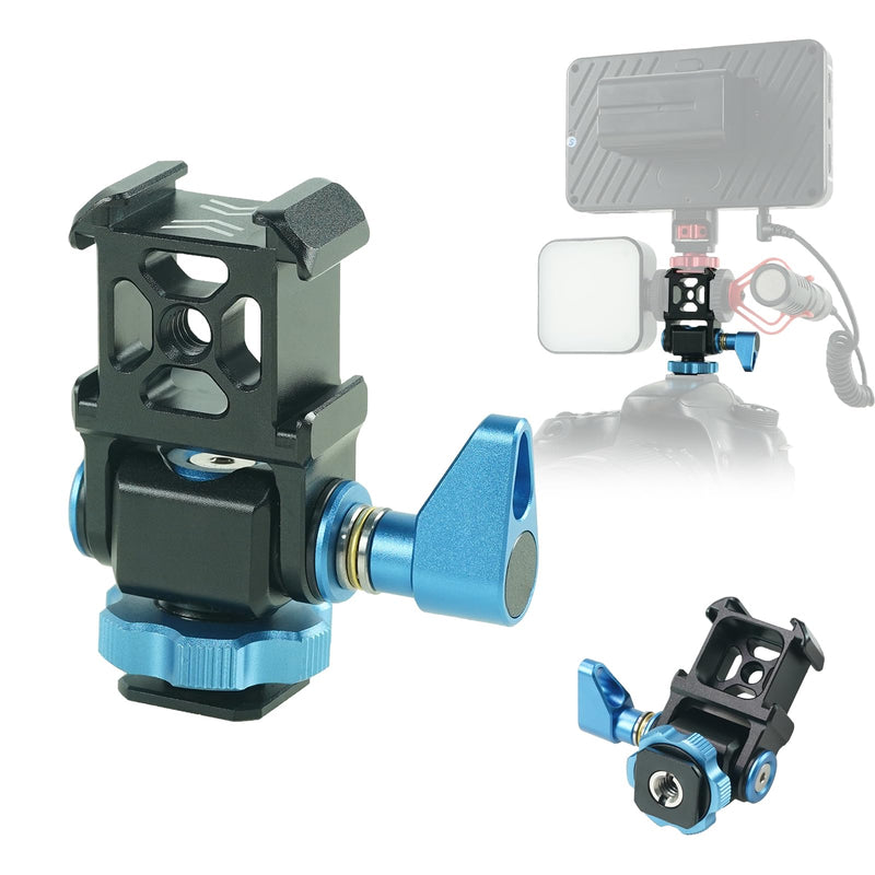 FIFIELD 3 Port Cold Shoe Mount with 1/4"-20 Thread for Camera Cage Flash LED Monitor Microphone