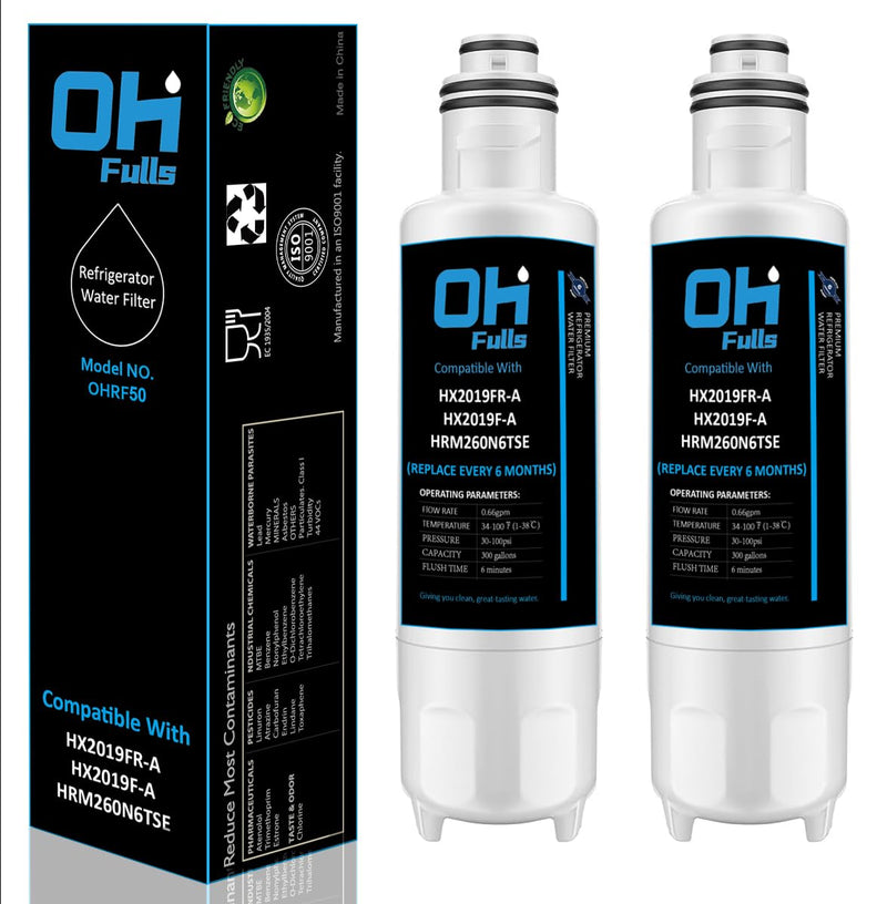 HX2019FR-A HX2019F-A Water Filter Replacement, Compatible with Hisense HRM260N6TSE HRFD560SW HRCD585BW HRFD634BW HRCD650BW HRCD586TBWB Mora MRM260N6TSE, 2-Pack