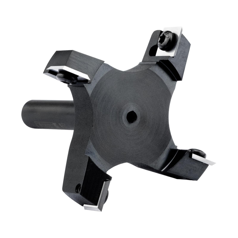 Slab Flattening Router Bit 1/2 Shank, 4-Wing, 3" Cutting Dia | Insert Carbide CNC Spoilboard Surfacing Router Bit,Wood Planer Planing Bit for Fly cutter/ Slab Leveler/ Rabbeting 1/2" shank,3" cut dia.(black)