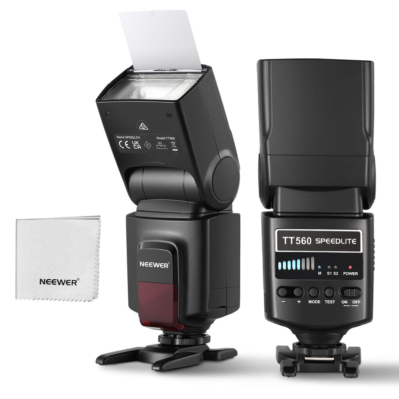 NEEWER TT560 Flash Speedlite Compatible with Canon Sony Nikon Panasonic Olympus Pentax and Other DSLR, Studio Light Digital Camera Speedlight with Standard Hot Shoe, Mini Stand, Cleaning Cloth & Bag TT560 w/Cleaning Cloth