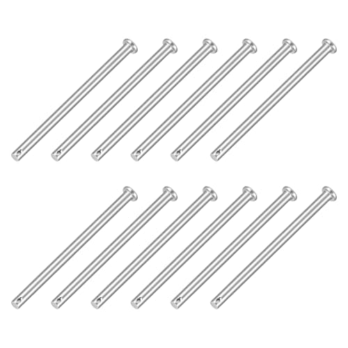 uxcell 12Pcs 1/4" x 3-9/16" Single Hole Clevis Pins, 304 Stainless Steel Flat Head Clevis Pins Hitch Pin for Trailer Latch, Mechanics Repair, Furniture Installation, Industrial Equipment 1/4" x 3-9/16" 12