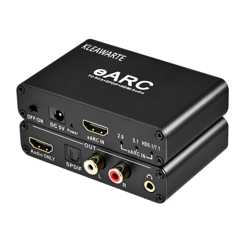 eARC Audio Extractor HDMI ARC Audio Converter eARC to HDMI Audio Optical/SPDIF RCA L/R 3.5mm Jack Digital to Analog Adapter DAC Converter ARC1