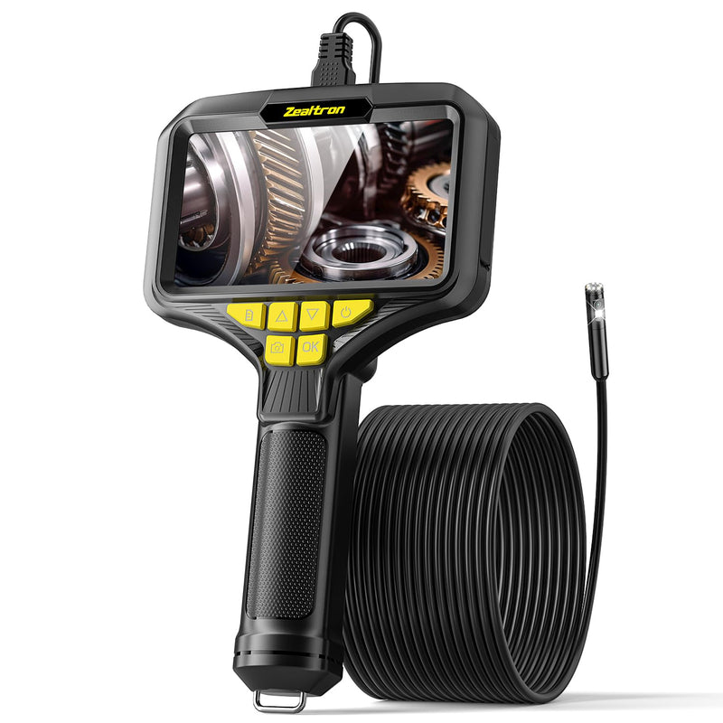 Dual Lens Endoscope Camera with Light, 5.0'' IPS Screen Inspection Camera, 1080P HD Handheld Borescope with 8 LED Lights, 7.9mm IP67 Waterproof Lens with 16.5ft Semi-Rigid Cable