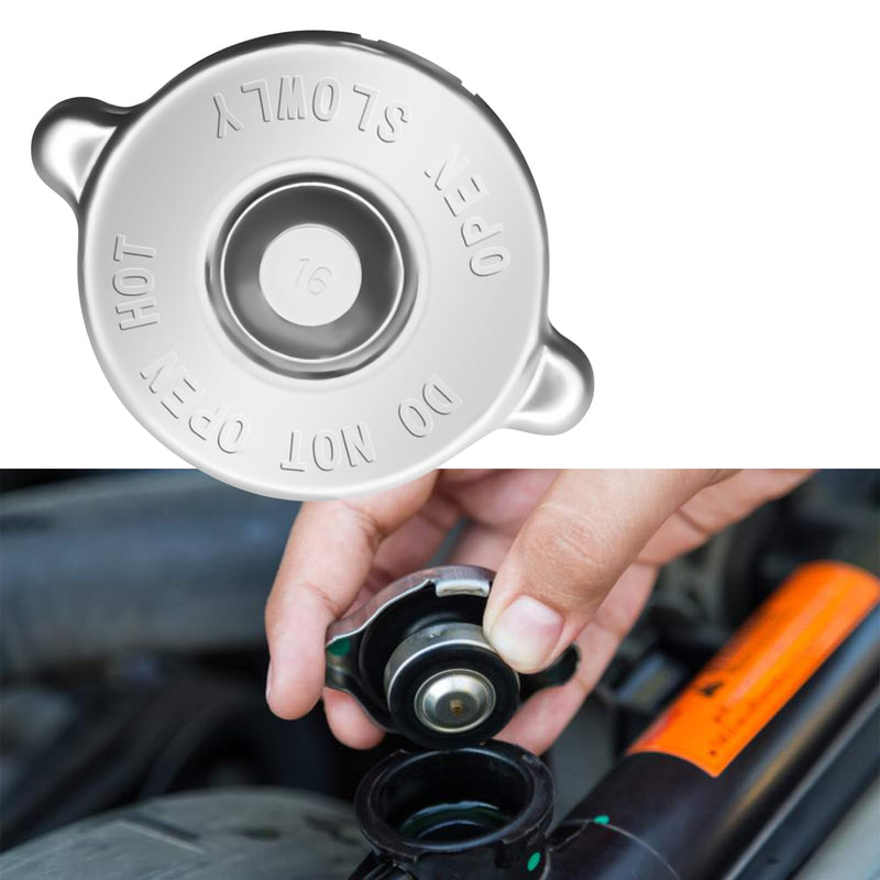1PC Radiator Cap, 16PSI Car Accessories Waterproof and Leak-proof Cooling Water Cover Replacement, Dual Lug Design Engine Radiator Seal Cap Universal for Most Cars (Silver) Silver