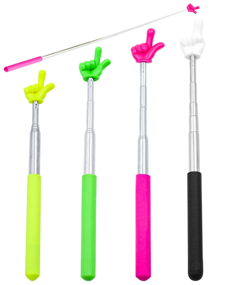 4Pcs Telescopic Teachers Pointer, Mini Pointer Finger Stick for Classroom, Retractable Hand Pointer for School Presentations(4 Colors)