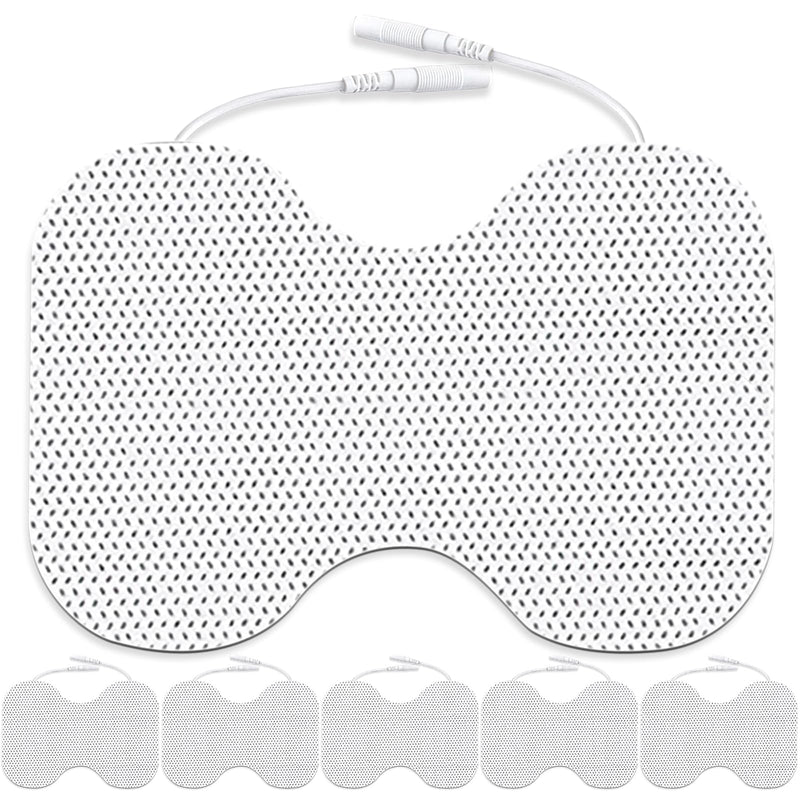 Tens Unit Electrode Pads for Shoulder Lower Back & Knee 4 * 6" Extra Large Butterfly TENS Pads Reusable SM Electrodes Pads Compatible with TENS 7000, AUVON, 2mm Pin Connector- 6 Pcs 4x6",6Pcs