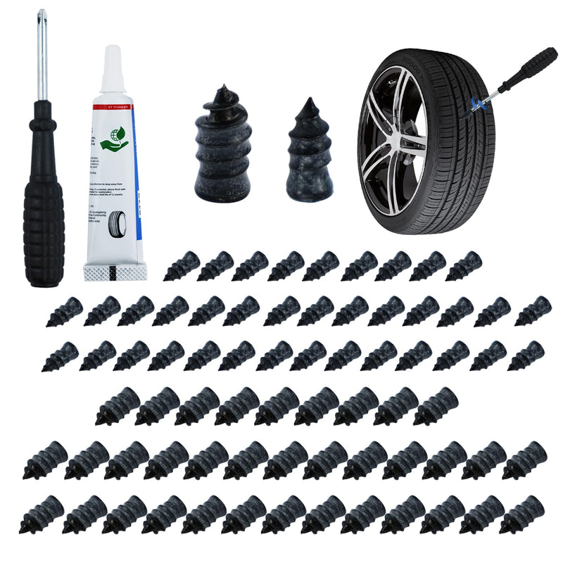 70 Pcs Tire Repair Rubber Nail, Tire Repair Nail Tire Repair Rubber Screws Fast Tool Self-Service Tire Repair Nail Vacuum Suitable for Car Motorcycle Jeep Tire Puncture Repair