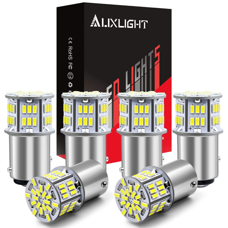 AUXLIGHT 1157 LED Bulbs 54-SMD 300% Super Bright 2057 2357 7528 1016 1034 LED Light Replacement for Car Truck Backup Reverse Brake Tail Turn Signal Lights, Xenon White(Pack of 6) 1157/ 2057/ 2357