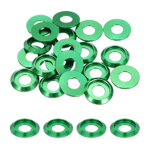 MECCANIXITY M8 Cone Cup Countersunk Washers,Hole Dia 8mm/0.31" Aluminum Gaskets Cup Head Washer Gasket for Screw RC/FPV/PC/Drone/Mechanical Accessories Model Parts,Pack of 20(Green)