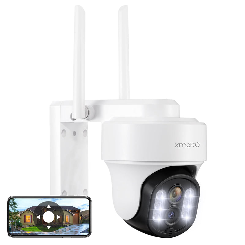 xmartO 10X Zoom Security Camera, 2K HD 24/7 Recording Security Camera System with Auto Tracking, Wireless PTZ Home Security System for Indoor Outdoor Surveillance, Motion Detection, 2-Way Audio PTZ Dual Lens Camera