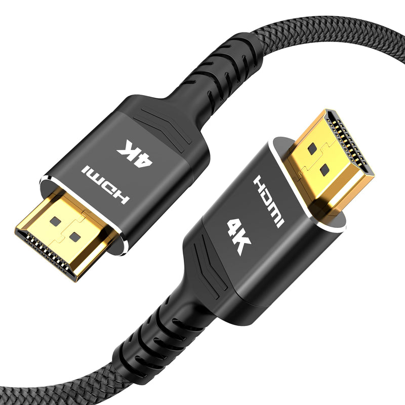 Highwings 4K Long HDMI Cable 50FT/15M, High Speed 18Gbps 2.0 Braided Cord-Supports (1080P 30Hz) HDR,Video Ultra HD 1080p 3D HDCP 2.2 ARC-Compatible with PS4/3 /HDTV/PS5/Blu-ray 50 feet 4K@UHD-1 Pack Black