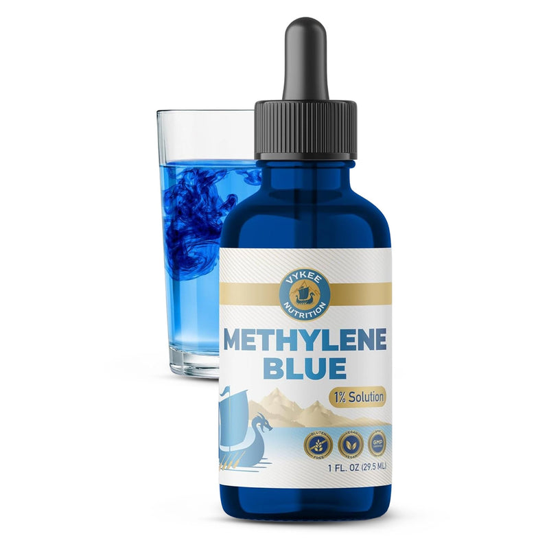 Vykee Nutrition Methylene Blue 1 Percent Solution - High Purity Liquid Supplement for Mitochondrial Health and ATP Production - Vegan, Non-GMO, Gluten Free - 29.5 ml