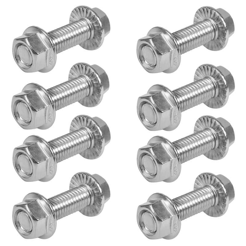Flange Hex Head Bolts, Flange Nuts, 304 Stainless Steel, Exhaust Manifold Hardware Kit (Bolts&Nuts) M10 x 1.5-35mm (8-Pack)