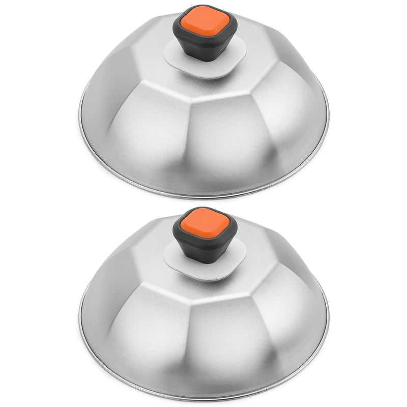 ZBXFCSH Stainless Steel 9" Griddle Melting Cheese Dome Wok Lids- Commercial Grade Basting and Steaming Cover- Best fit for Blackstone Flat Top Grills, 0.6mm Thickness-2 Domes