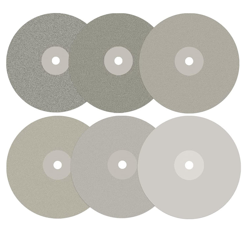 DZQ 6 PCS Diamond Flat Lap Wheel Disc 6" x 1/2" Arbor Hole Abrasive Grit 60 120 400 800 1500 3000 for Cutting or Sanding Stone and Glass 6PCS-grit 60 120 400 800 1500 3000