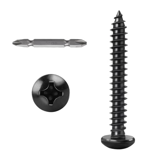 #12x1-1/2 Phillips Pan Head Black Wood Screws 100pcs HS/ZGLS-02 #12 x 1-1/2"