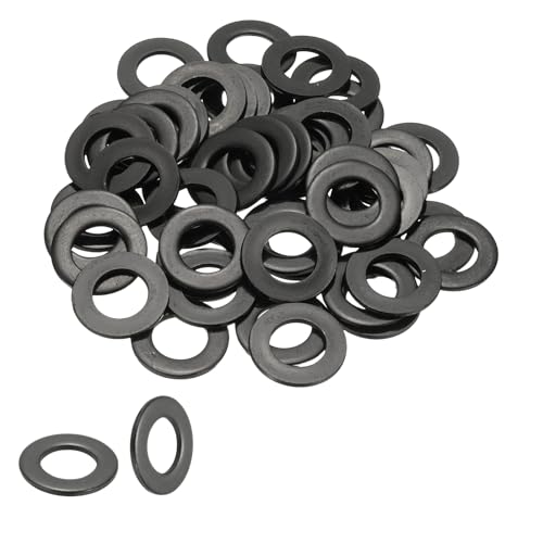 PATIKIL M12 Flat Washers 1/2" ID x 1" OD, 50 Pcs 304 Stainless Steel Metal Metric Washers Black Electroplated Flat Gasket Spacer for Screws and Bolts, Black M12 x1/2"ID x 1"OD