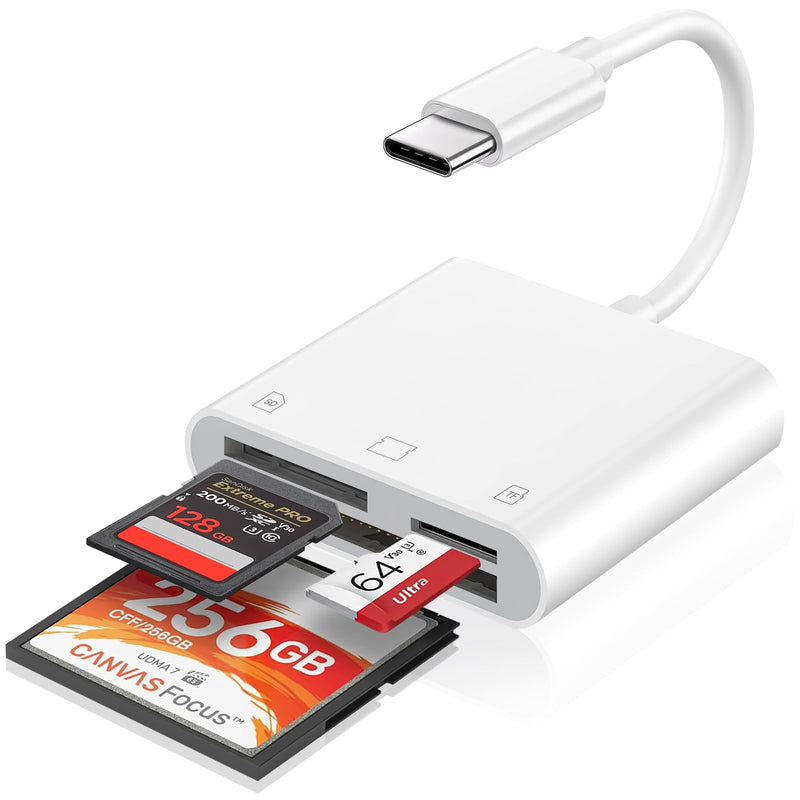 USB C SD Card Reader for iPhone 17/16/15/iPad/Mac, 3 in 1 USBC Memory Card Reader with Compact Flash/CF/SD/TF Card, Digital Camera Adapter iPhone SD Card Reader Compatible with MacBook Pro/Air Three Slots(SD+TF+CF for USBC)