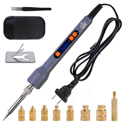 60W Digital Soldering Iron Heat Set Insert Tool Kit, Adjustable Temp 180-500℃ LCD Display, Extra Heat-Set Insert Tips, Threaded Inserts for Plastic & 3D Printing, Brass Inserts Hardware Set L300