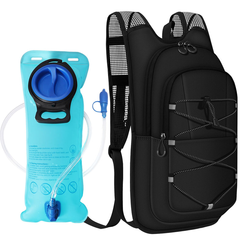 Hydration Backpack - Lightweight Water Backpack with 2L Water Bladder Bag, Running Hydration Vest Backpack for Men Women, Hydration Pack for Hiking, Cycling, Climbing MIYCOO Black 10L