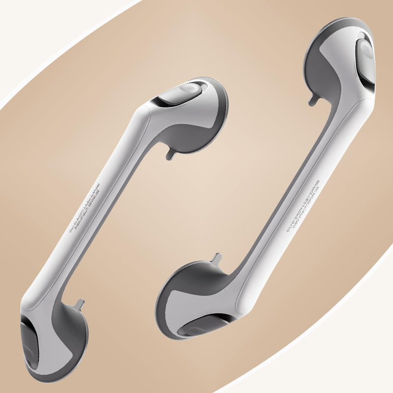 2 Pack 16 Inch Grab Bars for Bathtubs and Showers for Seniors, Heavy Duty Shower Handle for Elderly, Suction Cup Removable Handrails Handicap Bath Grip Bathroom Safety Grips (Gray 16″ Gray