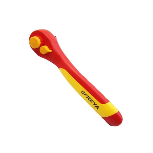 F8201 1/4 Inch Drive 1000V Insulated Ratchet Wrench, VDE GS Certified, IEC 60900 & ASTM F1505 Approved, OSHA Compliant Reversible Quick Release CRV Socket Wrench for Electrician