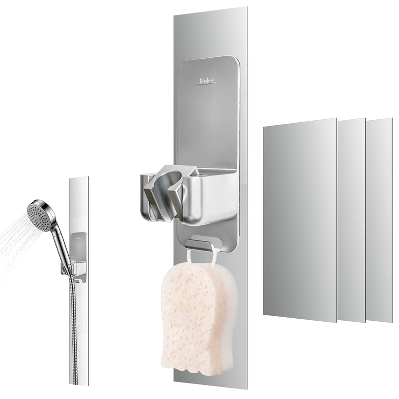 Modular Magnetic Handheld Shower Head Holder, 5-Section Customizable Sliding Rail with Tool-Free Adhesive Installation, Adjustable Height and Angle for Shower Chairs, Kids, Pets, Elderly, RV, Bathtub Silver