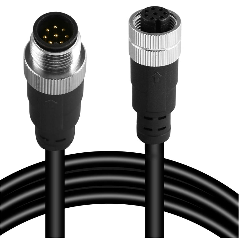 M12 8-Pin Male to Female Connector Cable – Industrial Waterproof Sensor Extension Wire, A-Coded Safe Signal Cord for Automation, Robotics, Machinery 10m 8pin Male to Female