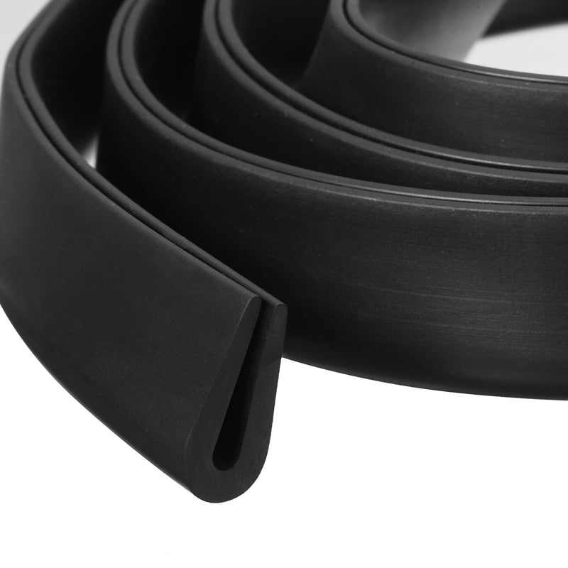 uxcell U Channel Edge Trim, 19.7ft Length Rubber Guard Seal Strip Edge Protector Round Type Fit for 3mm Edge, (5/16" W x 45/64" H) Black Fit 3mm x 19.7'L x 45/64"H x 5/16"W