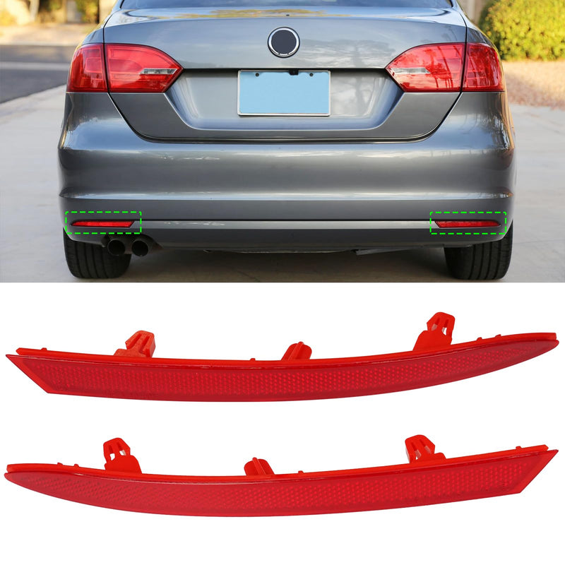 Compatible with Volkswagen Jetta Sedan Rear Bumper Reflector 2011-2014,Left Driver & Right Passenger Side Red Marker Trim Replace for 5C6945106,5C6945105,Jetta Back Reflector Light W/O Bulb 11-14 Jetta Rear Reflector