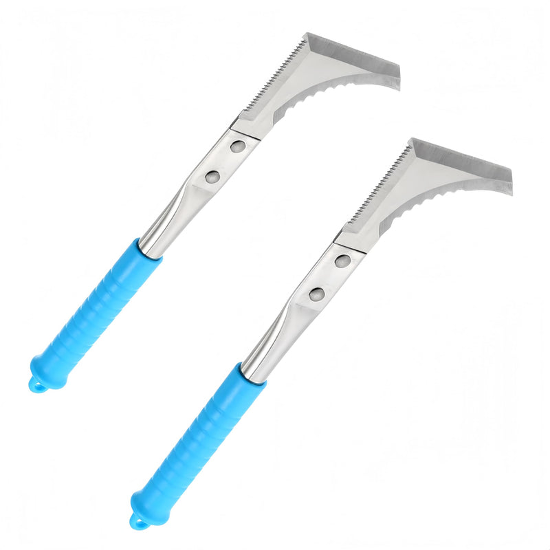 Kosoyo Crack Weeder Crack Weeding Tool Sawtooth Wave Manual Scythe Stainless Steel Gardening Tool -11.42"（2Pack） Blue