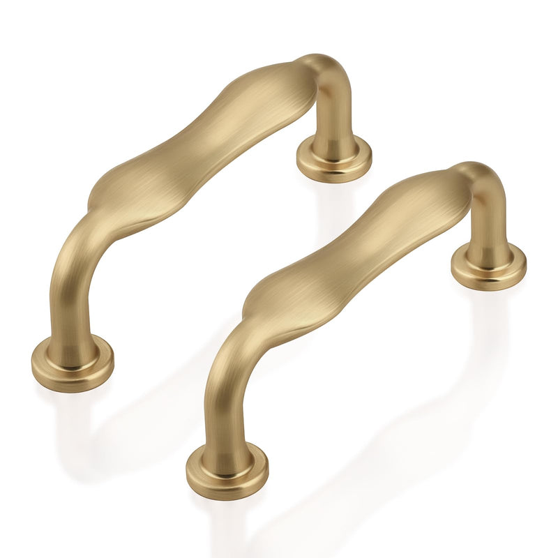 Probrico 10 Pack 3 Inch(76mm) Hole Center Champagne Bronze Kitchen Cabinet Handles, Brushed Brass Vintage Dresser Drawer Pulls for Kitchen Bathroom Cupboard Closet 3" Hole Center(76mm)