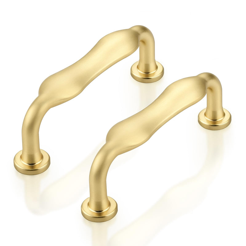 Probrico 10 Pack 3 Inch(76mm) Hole Center Brushed Gold Kitchen Cabinet Handles, Vintage Dresser Drawer Pulls for Kitchen Bathroom Cupboard Closet Gold Cabinet Pulls 3" Hole Center(76mm)