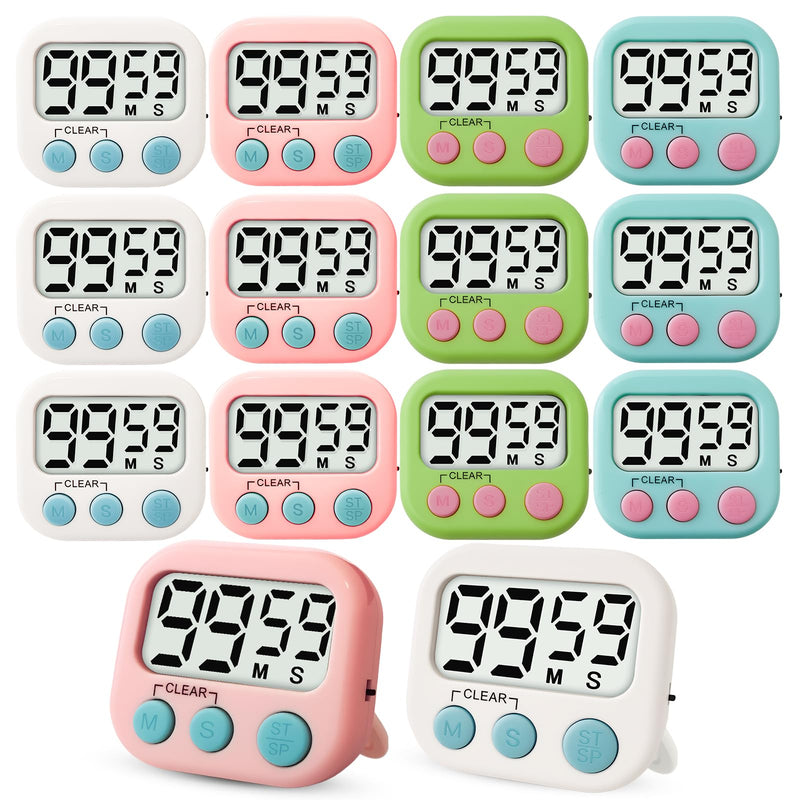 12 Pcs Digital Timer for Kids, Magnetic Countdown Kitchen Timer, Upgrade Loud Alarm Timers for Cooking, Kitchen, Exercise, Work, Study, Classroom, Outdoor Activities, Battery not Including 12