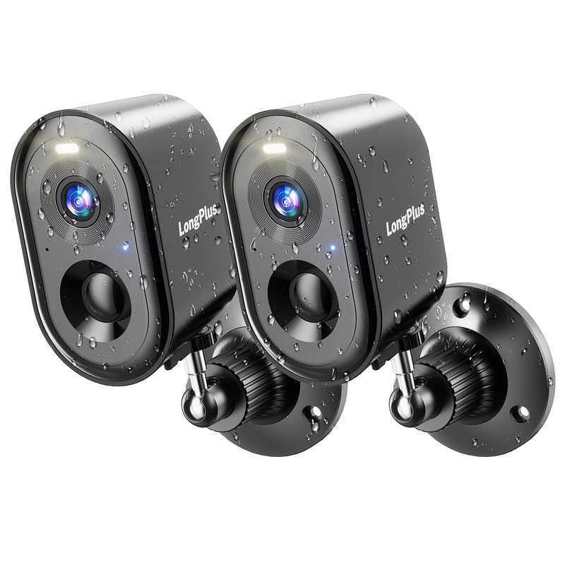 LongPlus Security Cameras Wireless Outdoor, 2K Vicohome, Wireless Outdooer Camera for Home Security, WiFi Cameras w/AI Motion Detection, 2-Way Talk, Cloud/SD Storage, 2Pack Black ( 2Pack 2K )