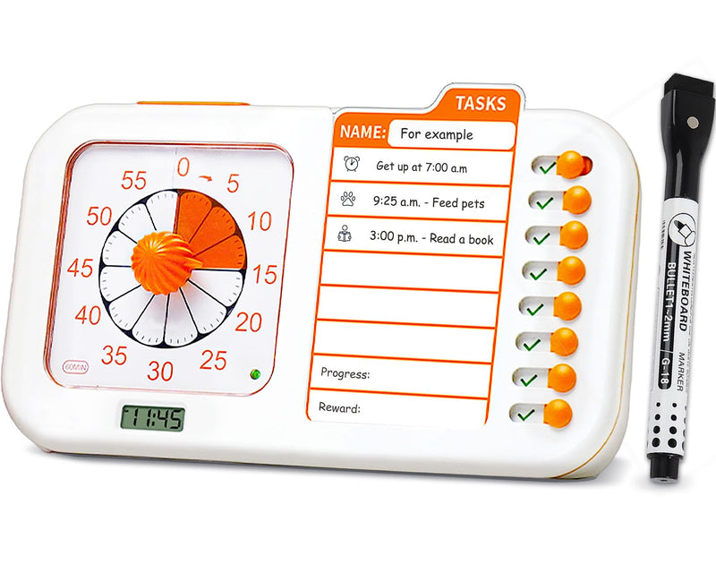 3 in 1 Visual ADHD Timer for Kids with Planning Board, Task Timer, Chore Chart & Visual Schedule Planner, Autism & ADHD Tools with Checklist for Classroom, Homeschool, Home