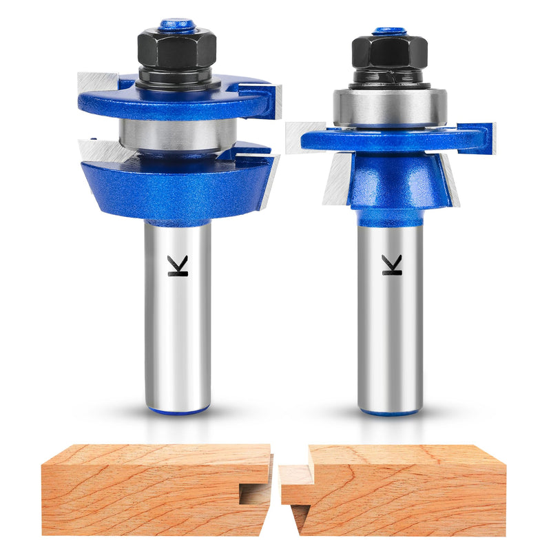 2Pcs Shaker Style Rail and Stile Router Bits Set 1/2 Inch Shank,Professional Carbide Shaker Door Raised Panel Router Bit Set for Cabinet Doors Shaker - Up to 7/8" Stock