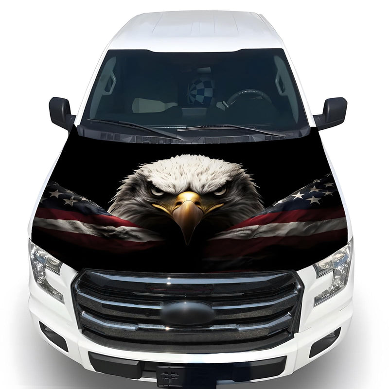 American Car Hood Cover - 59x51 in Car Hood Cover Eagle Flag Bonnet Banner with 2 Adjustable Triangular Fasteners, Universal Fit for Trucks, SUV Car Hood Cover-7