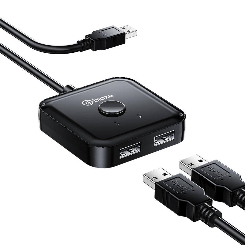 USB 2.0 Switch 2 in 1 Out & 1 in 2 Out - Bi-Directional USB Sharing Switch for Printer, Keyboard, Mouse, Scanner & Flash Drive - 2-Port KVM Switch Box for Two Computers