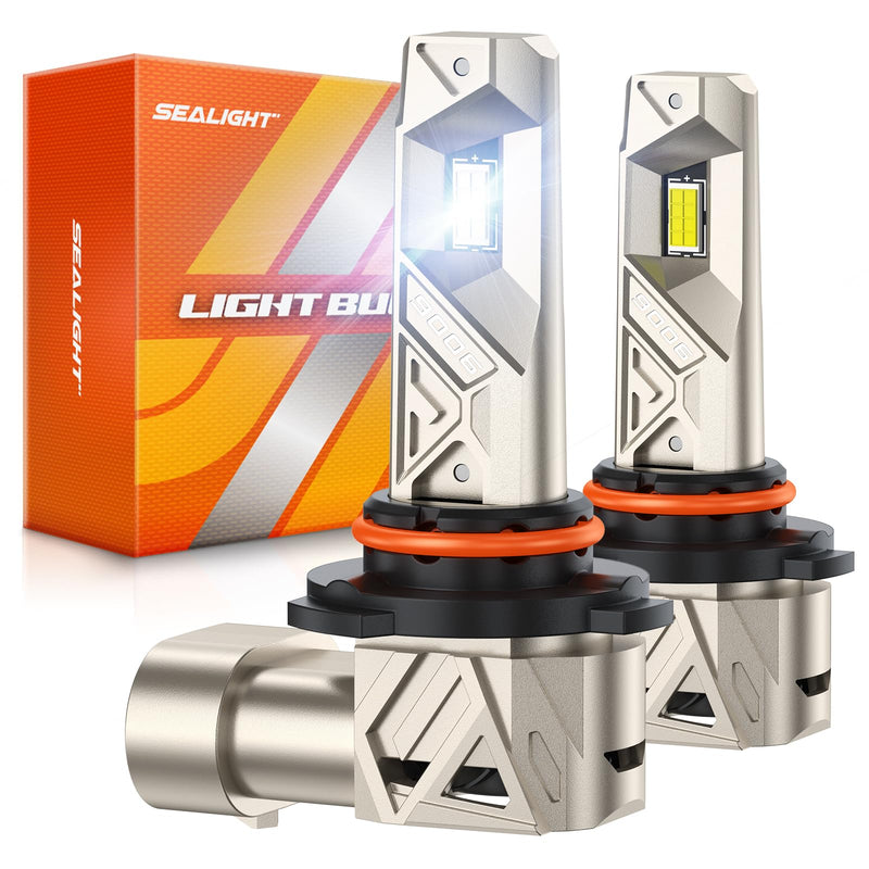 SEALIGHT 9006 Bulbs, 48,000LM 1000% Bright S6 Pro 9006 Bulb with 2025 4th-Core Chips, Ultra 80,000hrs+ Lifespan HB4 Drving Light, 6500K White 1:1 Design Size Plug and Play Fog Light, Pack of 2 9006/HB4